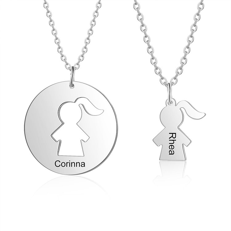 Personalized Mom & Daughter Necklace with Engraved Names