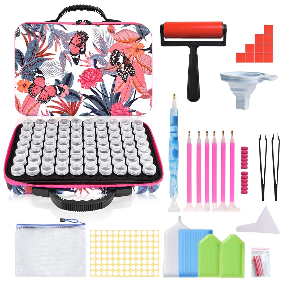 70 Slots Portable 5D Diamond Painting Carrying Bag with Tools for DIY Art Craft