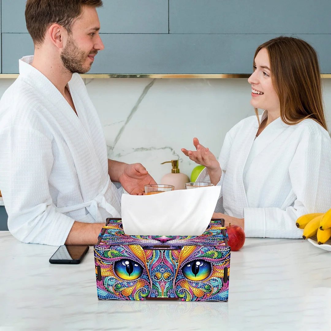 Wooden Diamond Painting Tissue Box for Home and Office Decoration (ZJH024)