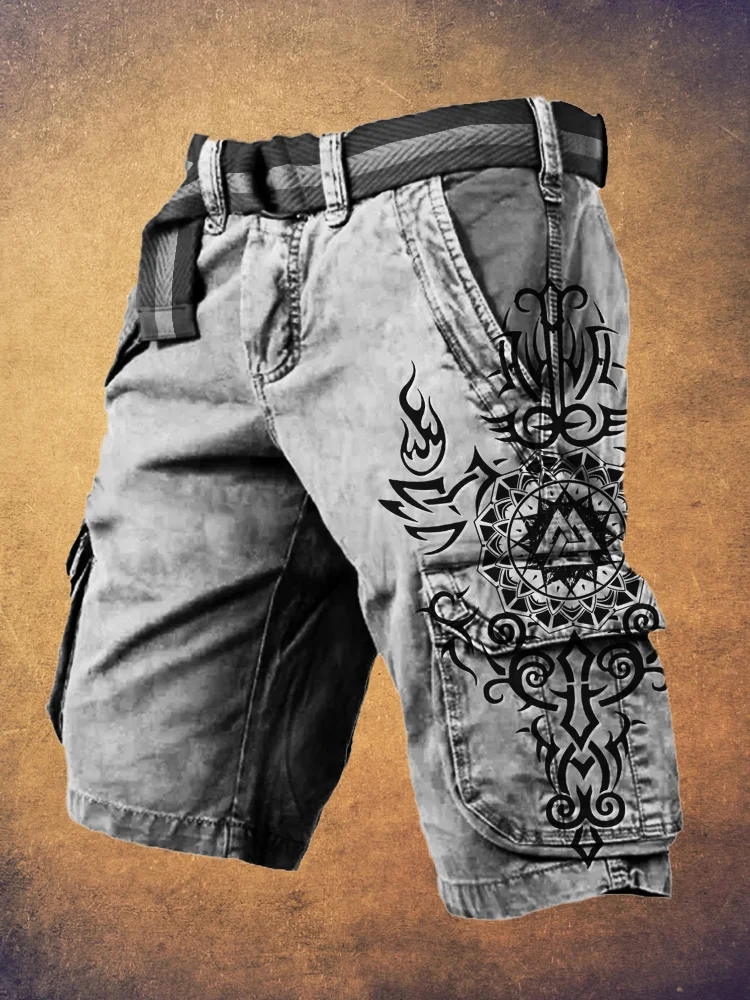VChics Viking Warrior Print Men's Cargo Shorts