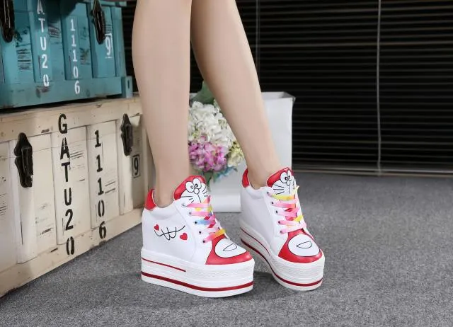 Women Sneakers 2022 Spring Autumn High Heels Ladies Casual Shoes Women Wedges Platform Shoes Female Thick Bottom Trainers W405