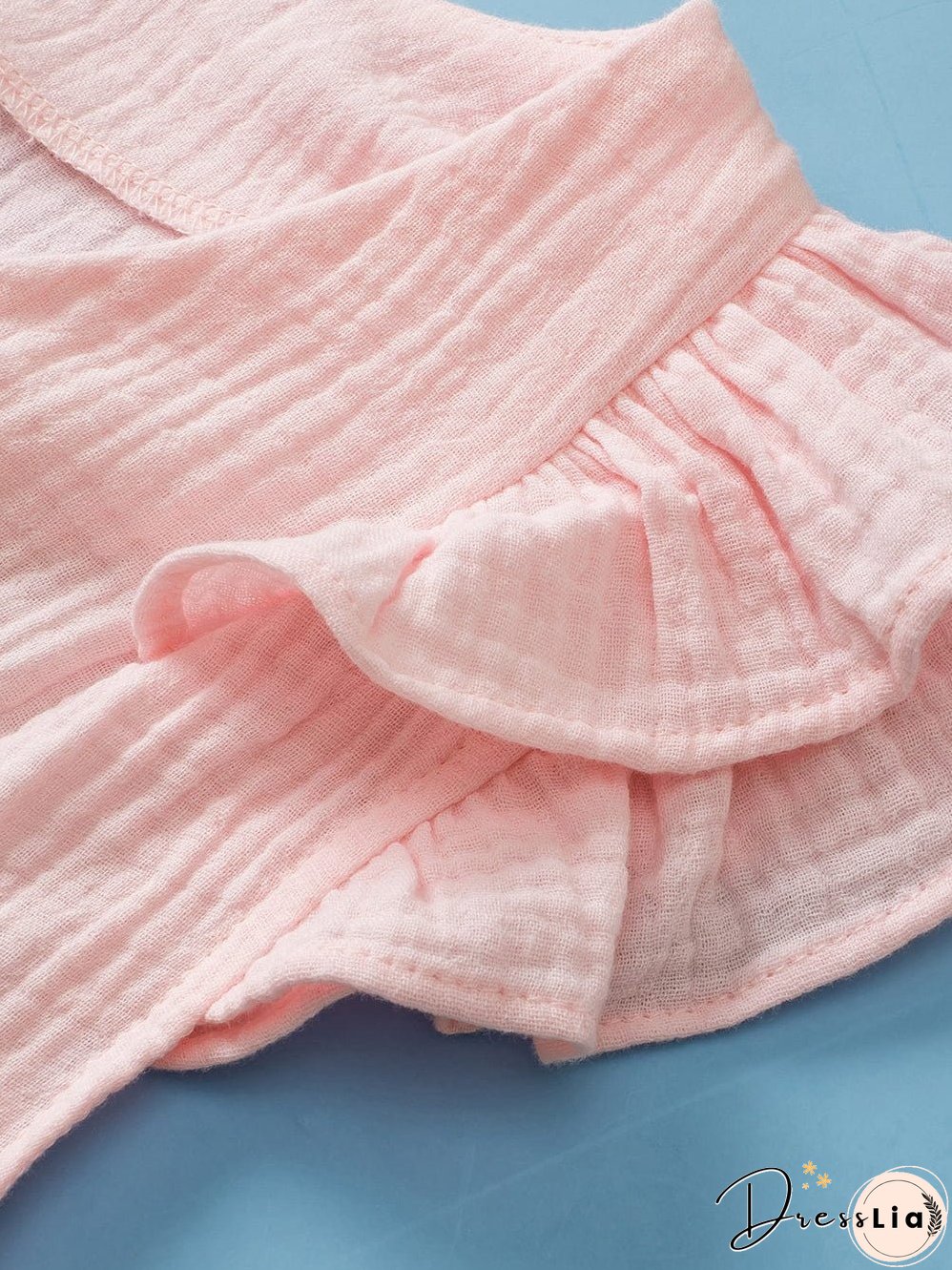 Pink Tiered Ruffle Sleeve Color Block Blouse