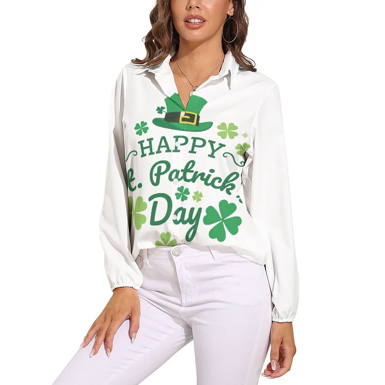 Personalized Custom Women's Vntage Casual Long Sleeve Shirt Tops St. Patrick's Day
