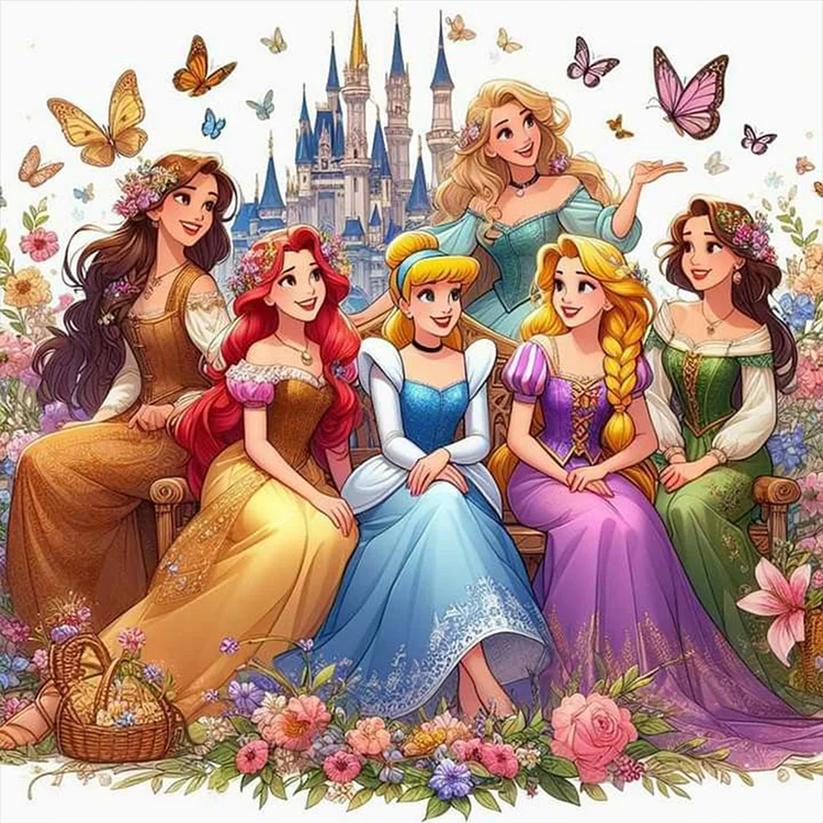 【Huacan Brand】Disney Princesses 11CT Stamped Cross Stitch 50*50CM