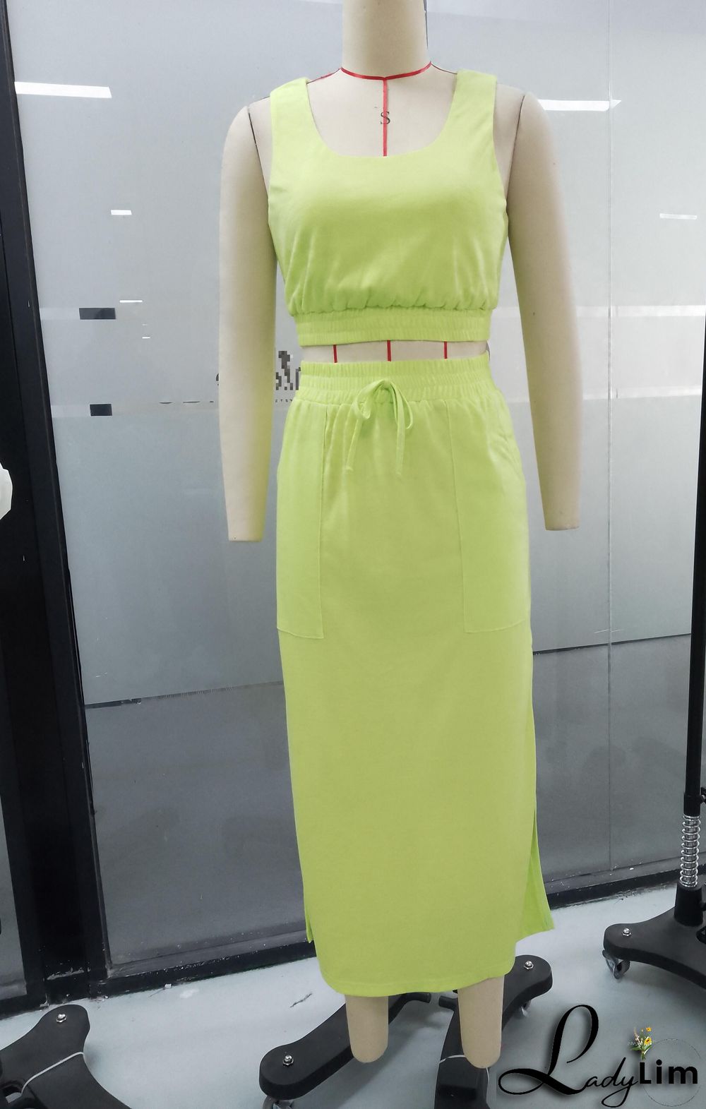 Women's Printed Casual Tank Top Sports Skirt Two Piece Set