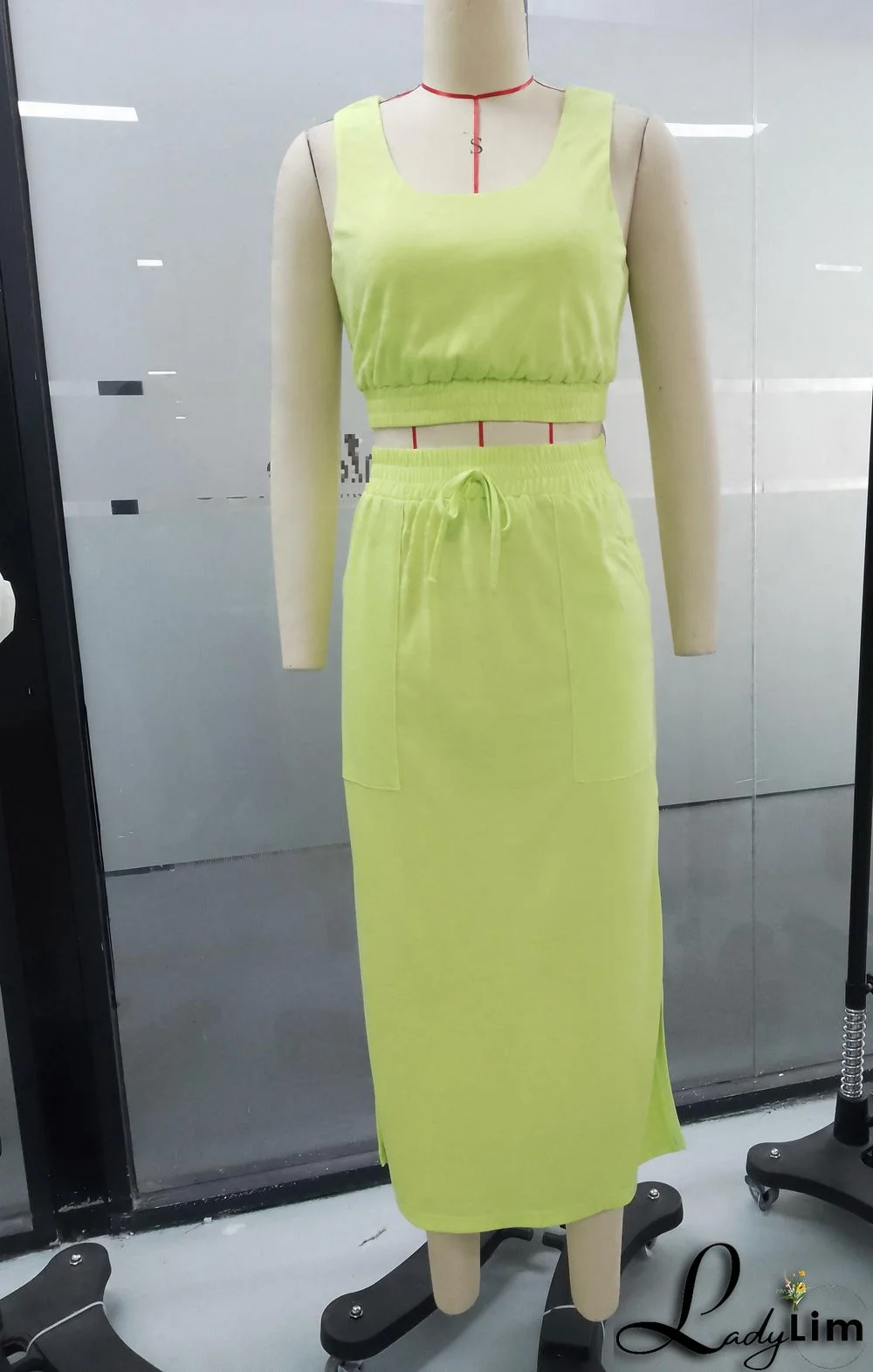 Women's Printed Casual Tank Top Sports Skirt Two Piece Set