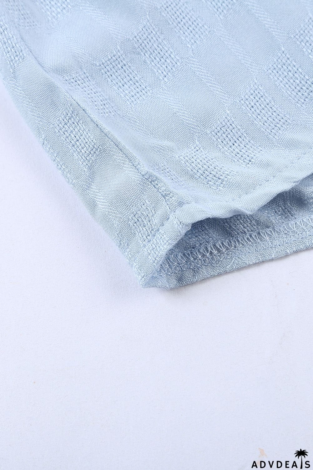 Chic Sky Blue Lace Tie Front Button V Neck Tank Top