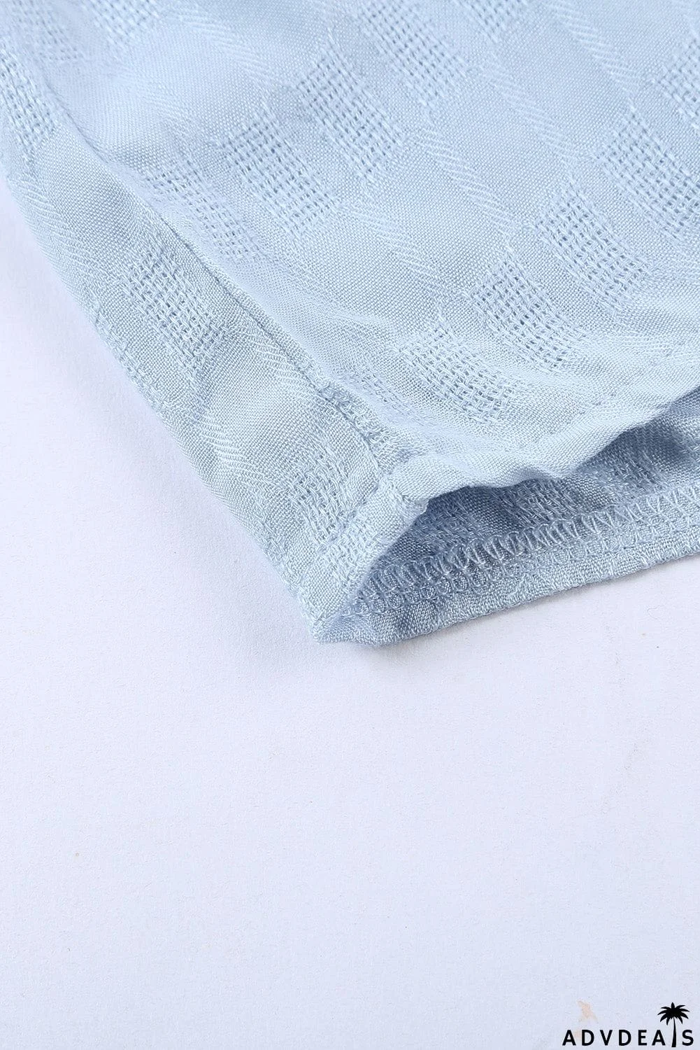 Chic Sky Blue Lace Tie Front Button V Neck Tank Top