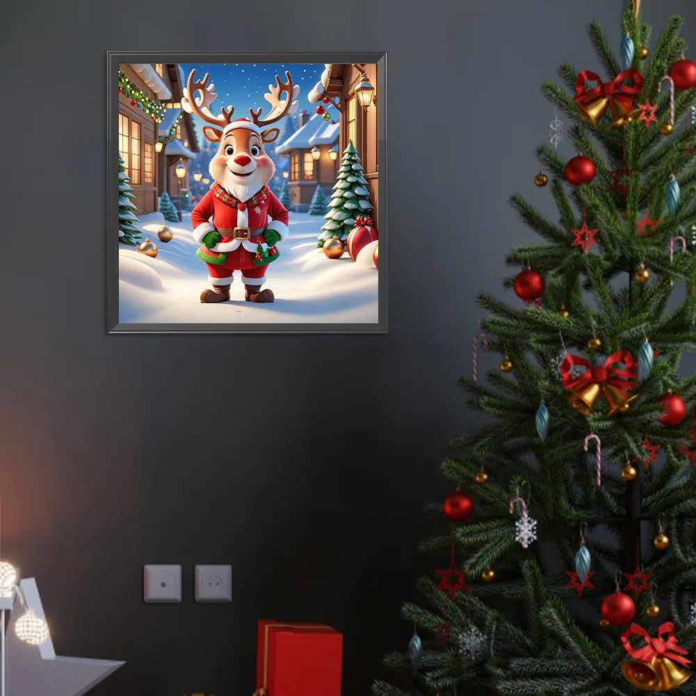 Diamond Painting - Full Round Drill - Christmas Deer(Canvas|40*40cm)