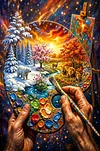 Luxury AB Velvet Diamond Painting Kit - Nature in Oil Paintings
