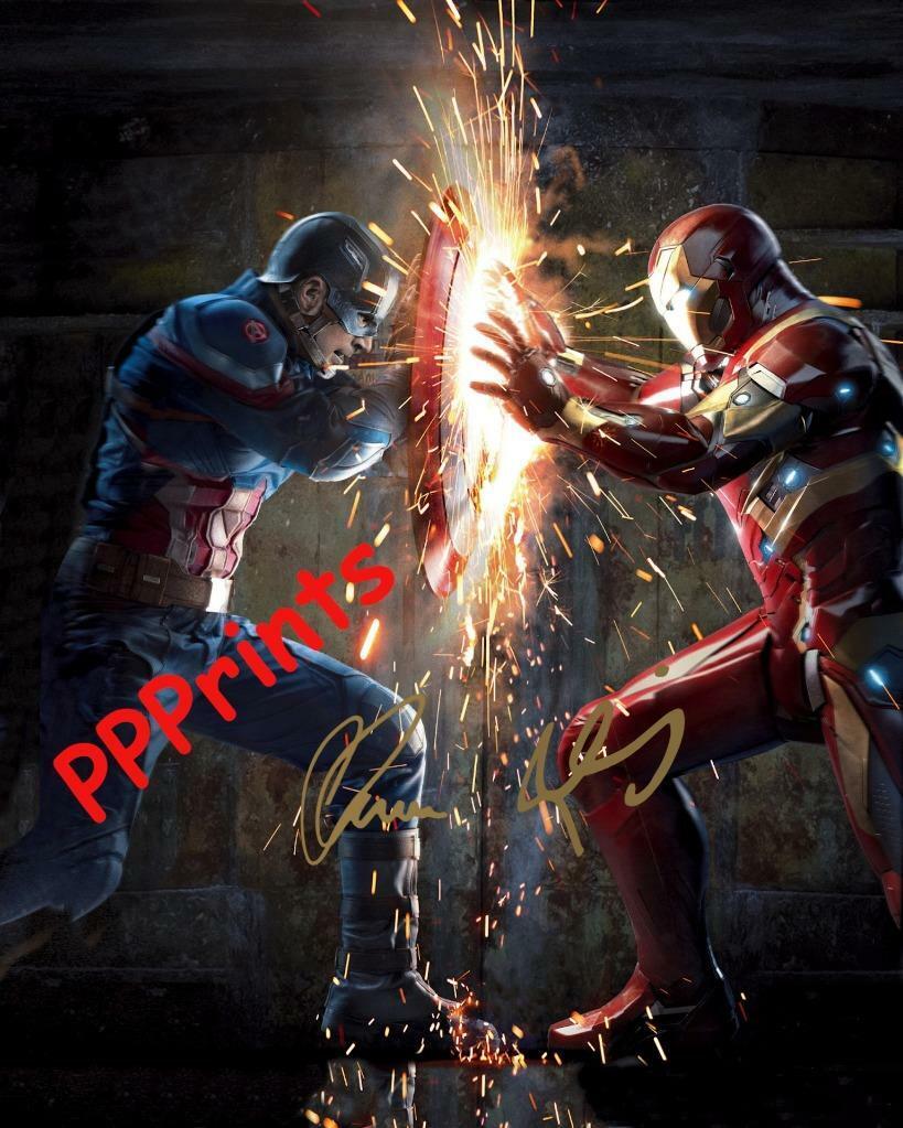 CHRIS EVANS ROBERT DOWNEY JR. Civil War AUTOGRAPH 10X 8