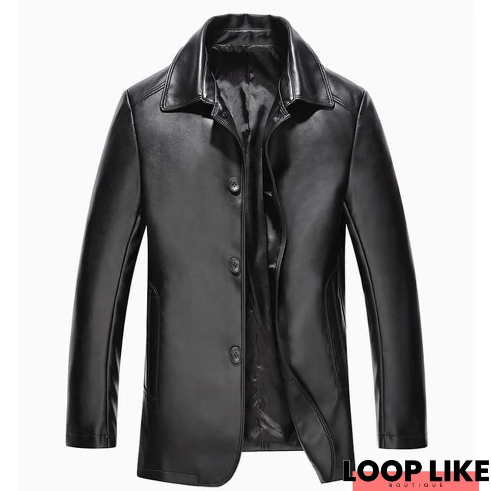 Mens Suit Jacket Men Lapel Pu Leather Jacket Male Single Breasted Casual Business Fitness Jackets and Coats