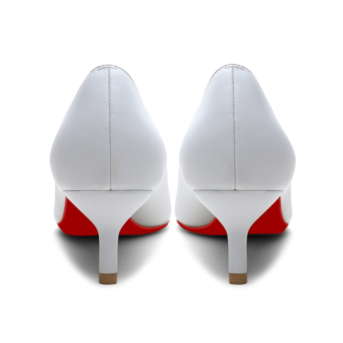 50mm Pointed Toe Red Bottom Kitten Heels Daily Wear Matte Pumps for Women-MERUMOTE