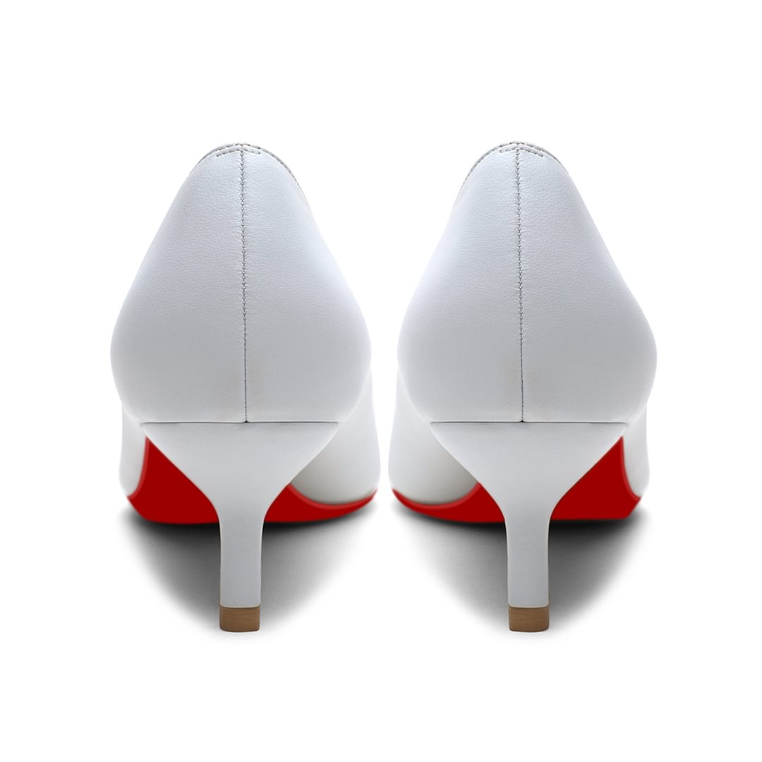 50mm Pointed Toe Red Bottom Kitten Heels Daily Wear Matte Pumps for Women-MERUMOTE