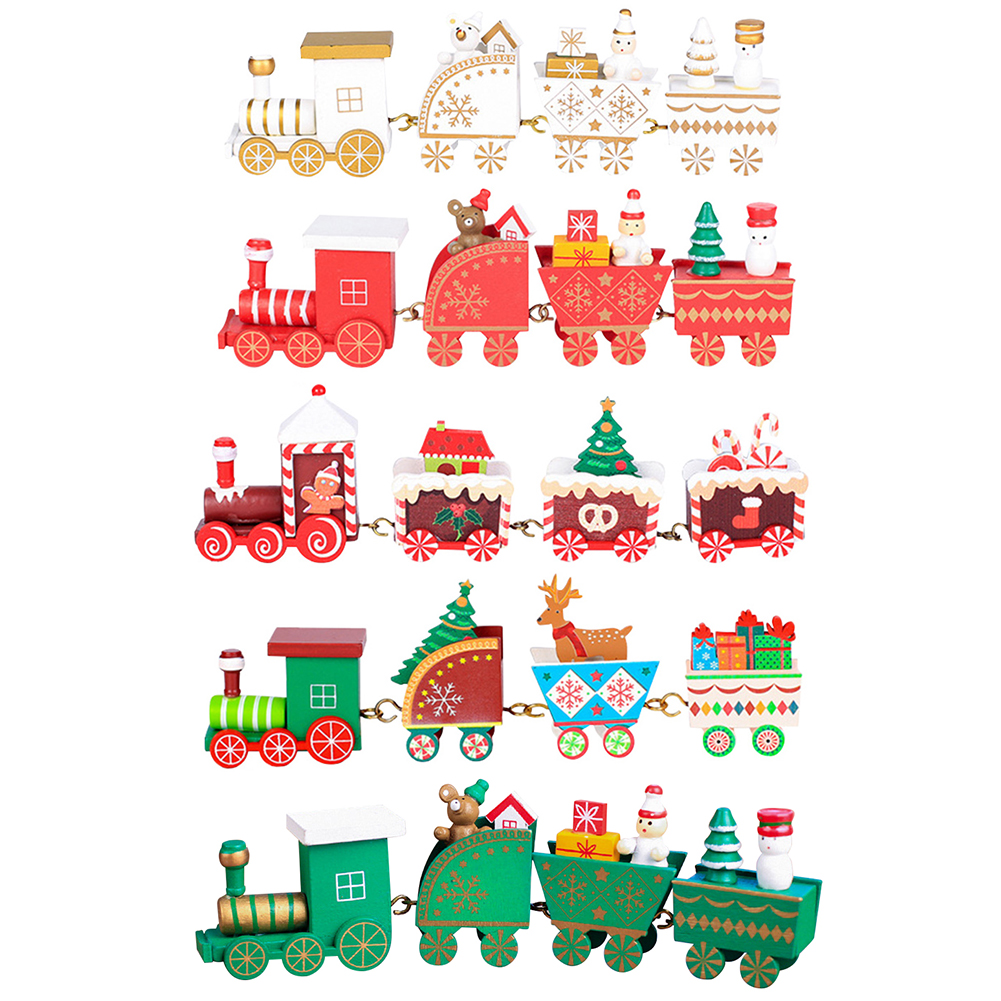 

Mini Christmas Decorations Wood Train Set Train Model Cartoon Ornament Toy, Style 1, 501 Original