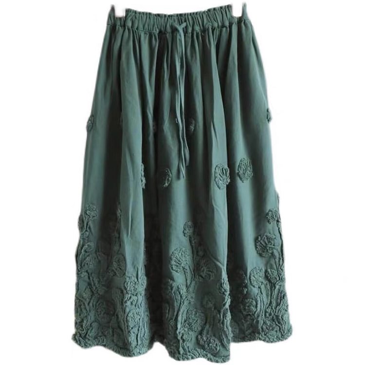 Queenfunky cottagecore style High Quality 3D Embroidered Skirt QueenFunky
