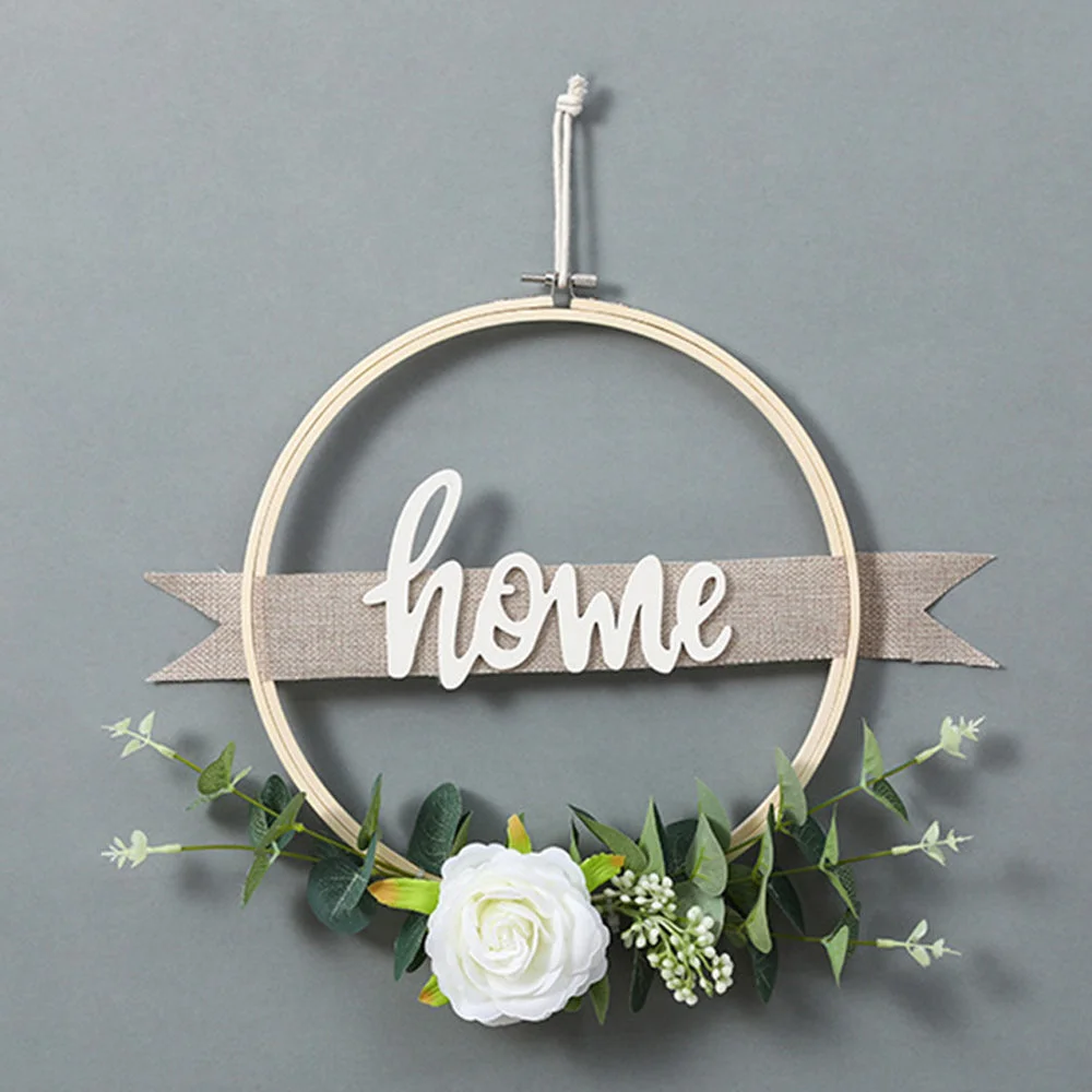 Simulation Eucalyptus Leaf Bamboo Circle Festive Decoration Garland