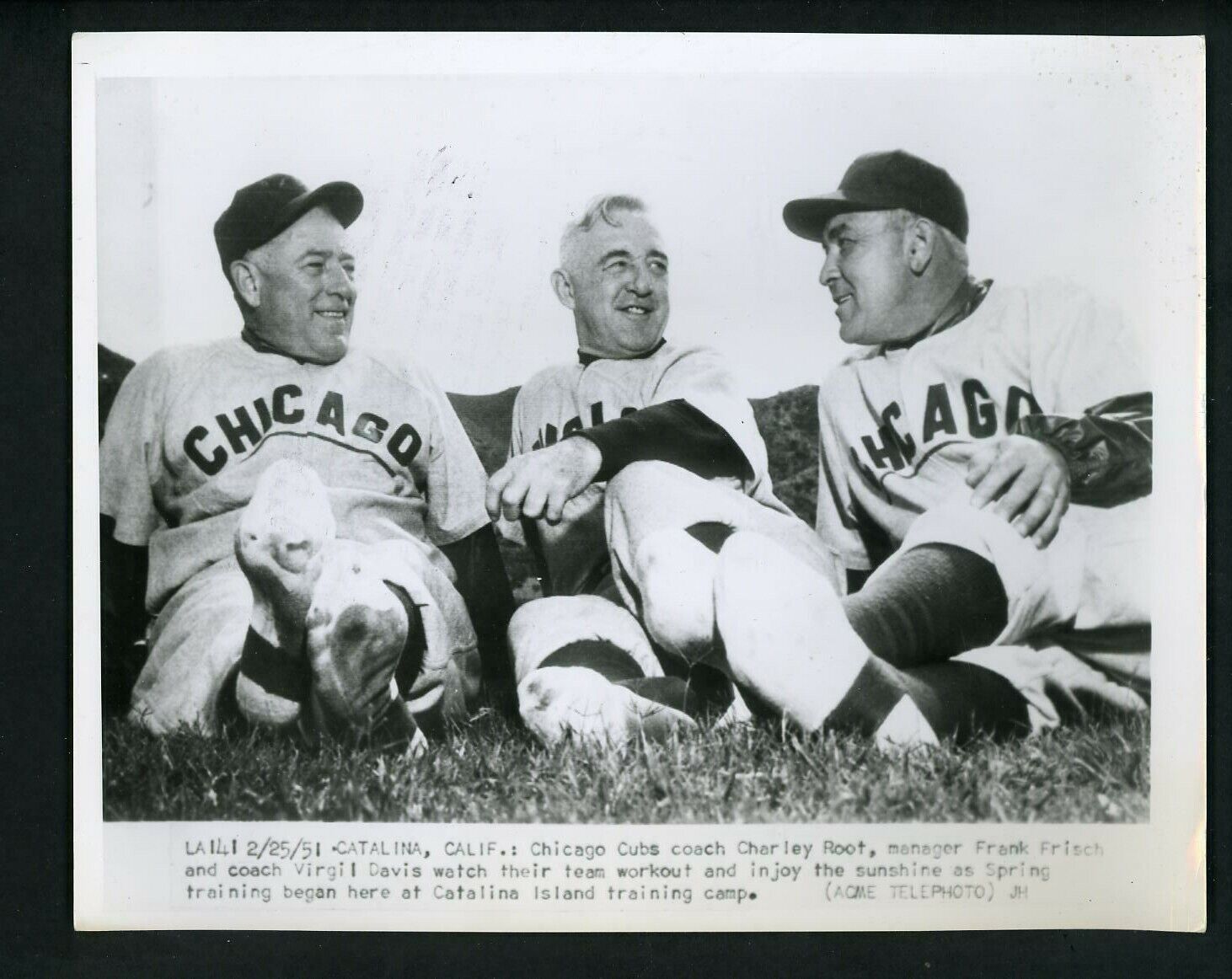 Charlie Root Frankie Frisch Virgil Davis 1951 Press Photo Poster painting Chicago Cubs Catalina