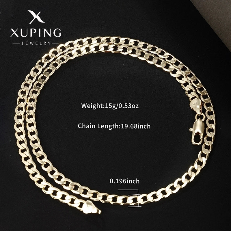 Hip-hop Xuping Minimalist Solid Color Copper Alloy Plating 14k Gold Plated Men's Necklace