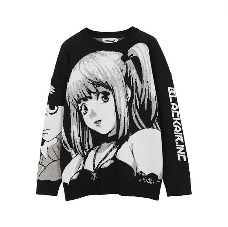 Chic Loose Anime Girl Print Sweatshirt - Modakawa Modakawa