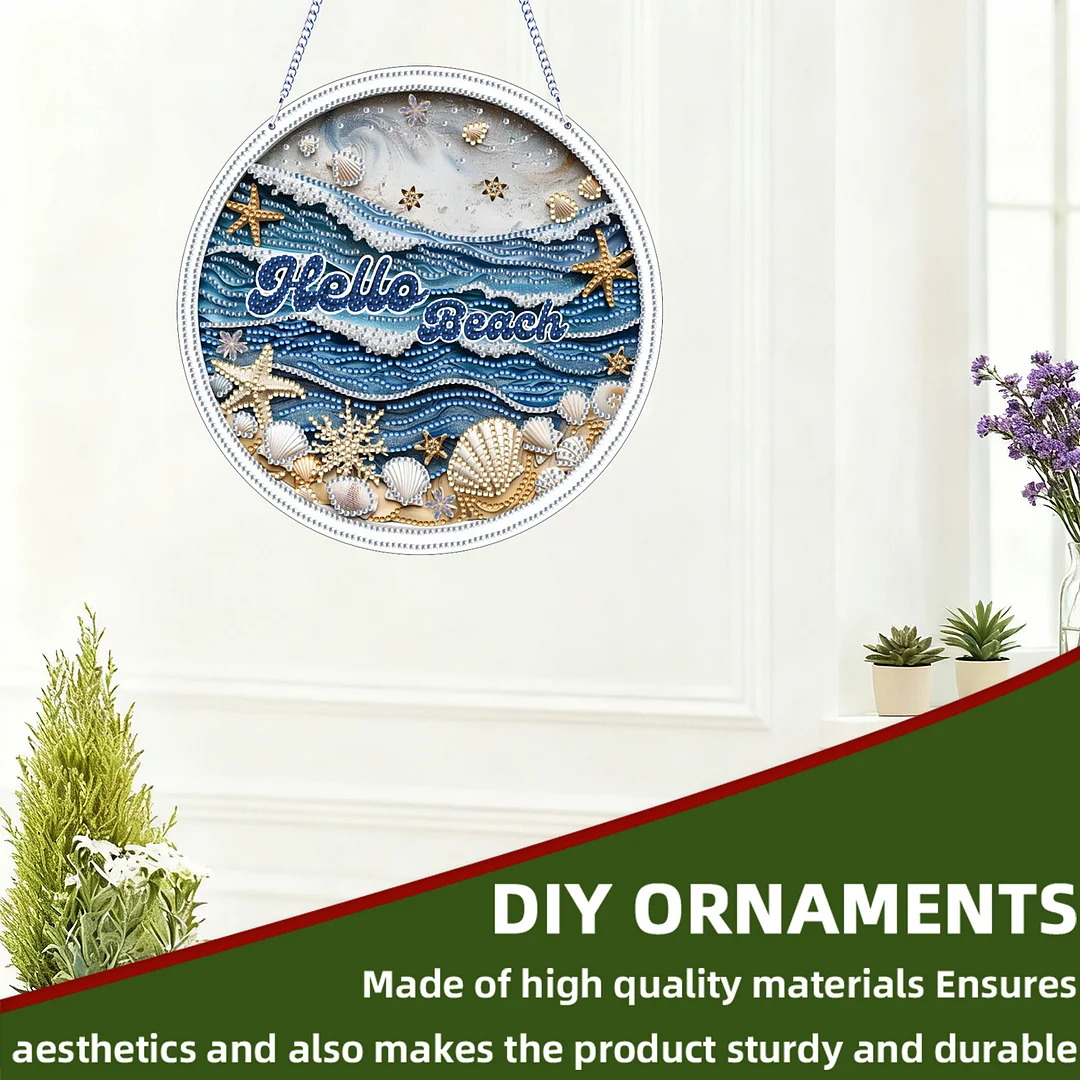 Waves 2D Flat DIY Acrylic Diamond Art Pendant for Adults Gift Home Window Decor