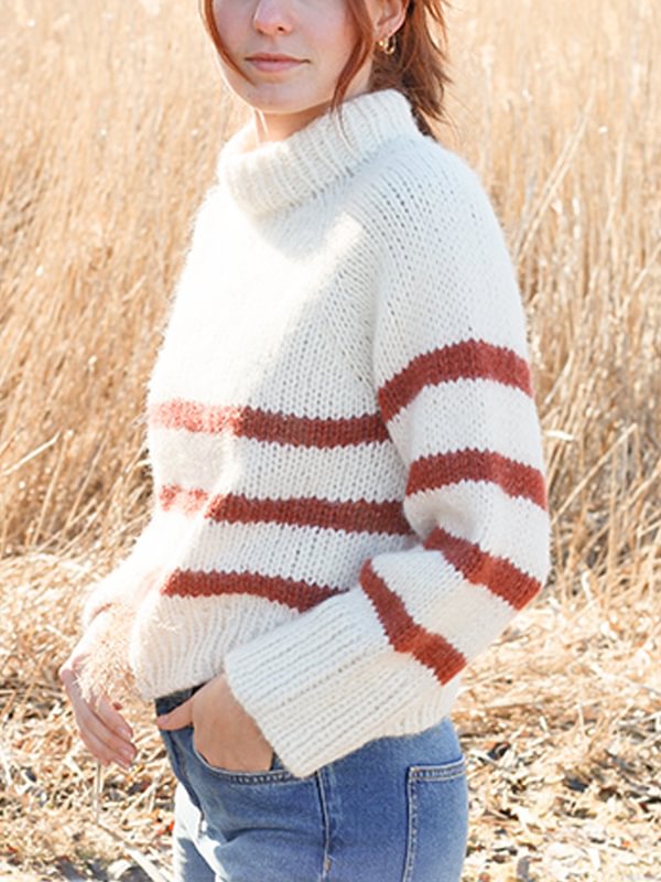 Vintage Loose Crewneck Pullover Striped Sweater