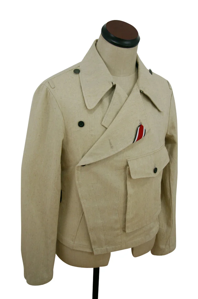   Wehrmacht German Panzer Summer HBT Off-White Wrap Jacket Type II German-Uniform
