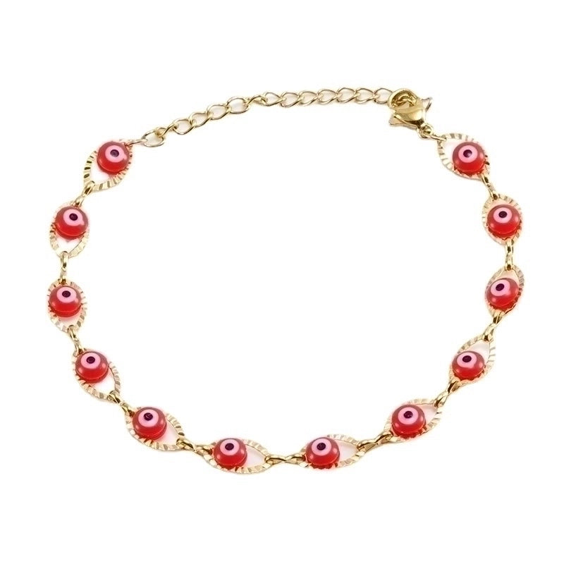 Fashion Devil’S Eye 304 Stainless Steel 18K Gold Plated Resin Stainless Steel Bracelets In Bulk