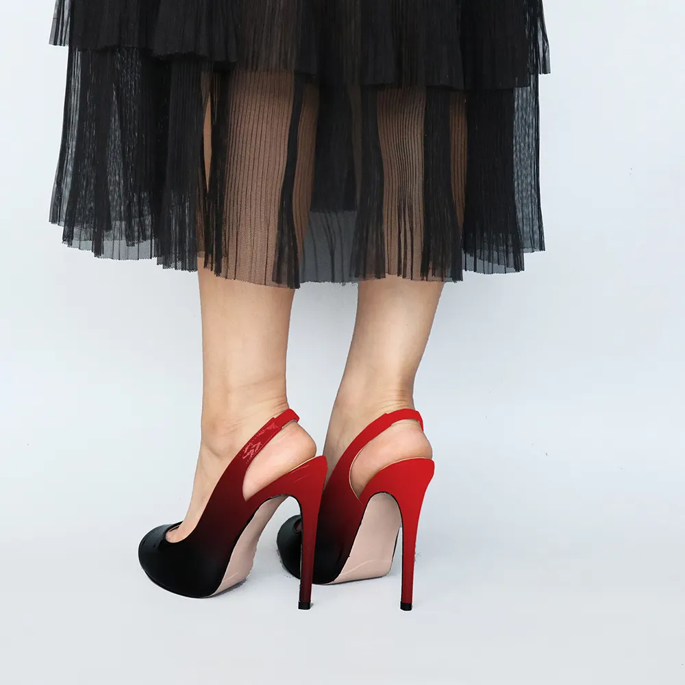 4.72"Strap Slingback Sandals Peep Toe Platform Stilettos Gradient Color Paltform Heels-vocosishoes