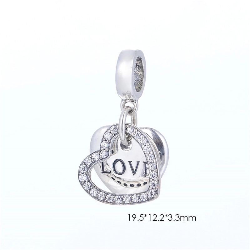 Basic Wedding Romantic Heart Shape Sterling Silver Beaded Plating Inlay Zircon Rhodium Plated Jewelry Accessories