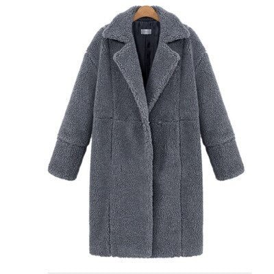 Woman Teddy Fleeve Fashion Long Coats Warm Buttons Zipper Causal Long Sleeve Female Coats Zip-up Overcoats Ladies Coats