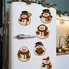 6PCS Cute Snowman DIY Pearl Diamond Painting Christmas Fridge Magnets, Sparkling Rhinestone Refrigerator Magnet Craft Kit for Home Decor & Gifts