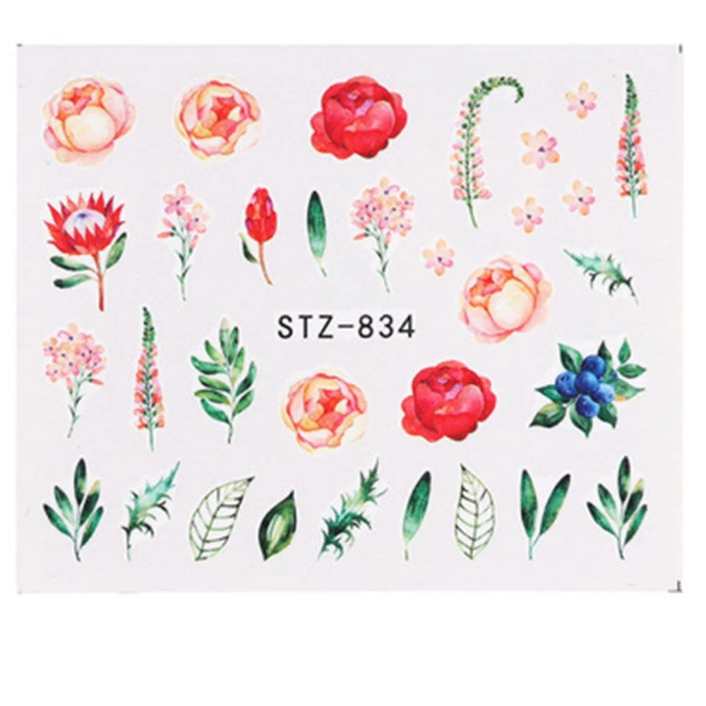 Churchf Palm Tree Coconut Tree Leaf Flower Design Nail Stickers Summer Nail Art Decoration Water Transfer Sliders For Nails DIY-Nail Inspo