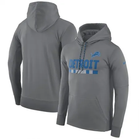 Men's Detroit Lions  Heathered Gray Sideline Team Name Performance Pullover Hoodie