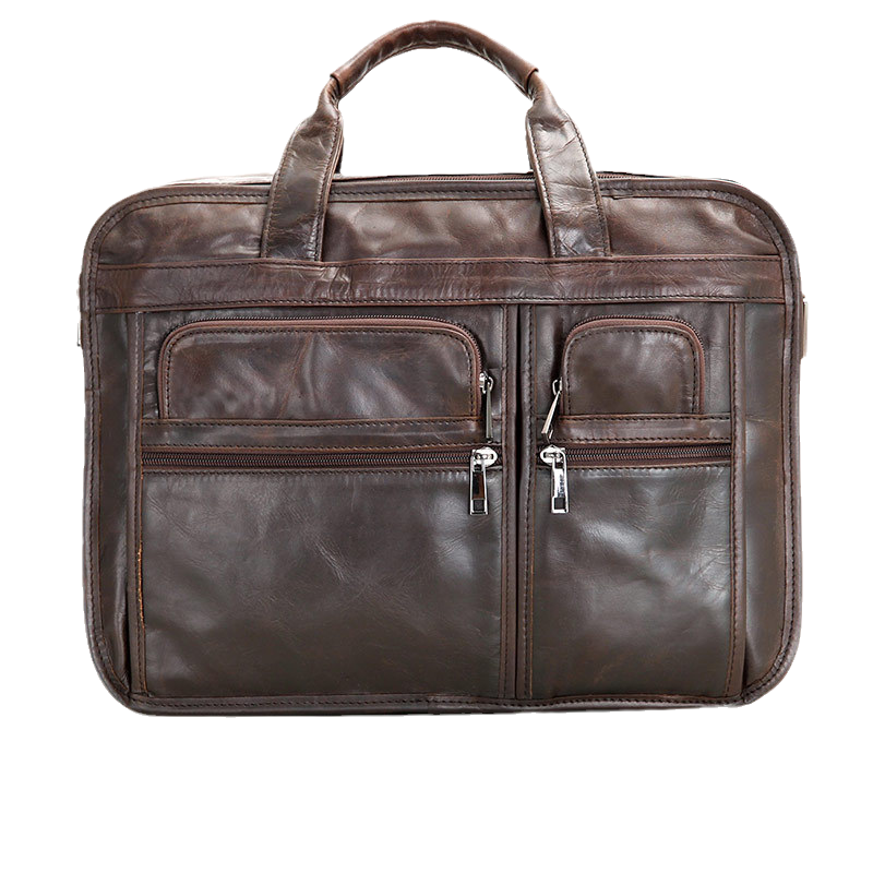 Leather Large Business Travel Bag Coffee Cowhide Men Handbags vitadir dxncar
