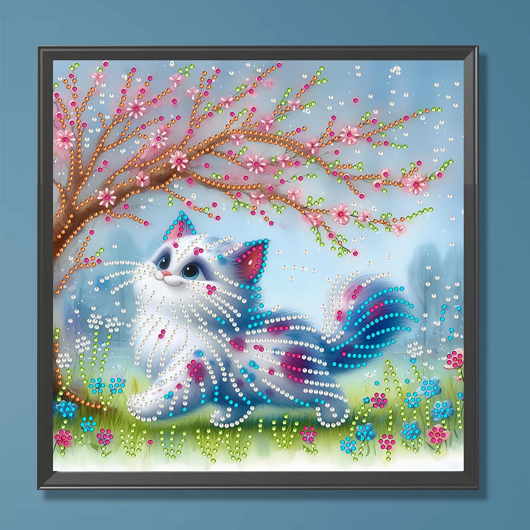 Spring Cat - Partial Special Shaped Drill Diamond Painting Kits (Canvas|30*30cm)