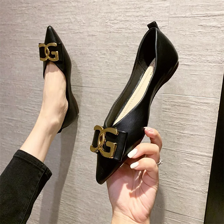 2023 Autumn New Style Comfortable And Simple Shallow Mouth Single Shoes Women's soft leather rubber sole commuting work flat pointed women's shoes_ viptrois