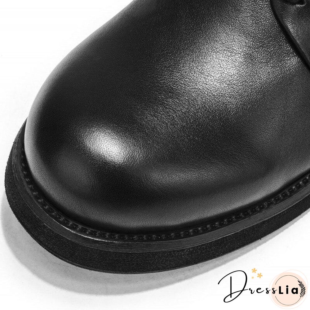 Men Casual Shoes High-Top Ankle Riding Boots Vintage Genuine Leather Sneakers Black Lace Up Work Boots