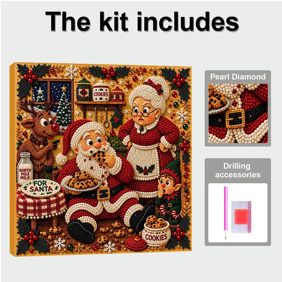 Framed Pearl Painting Kit Christmas Cookie Theme 7.87x7.87in
