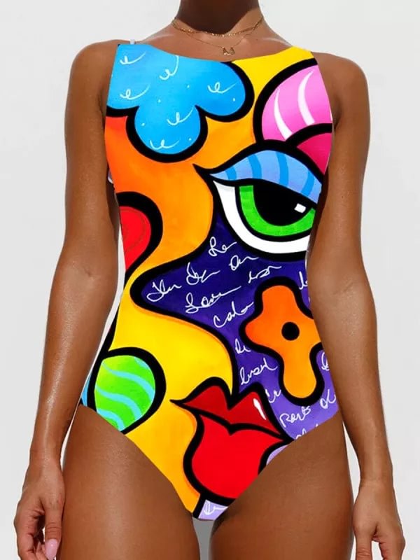 Woman Abstract Figure Swimsuit