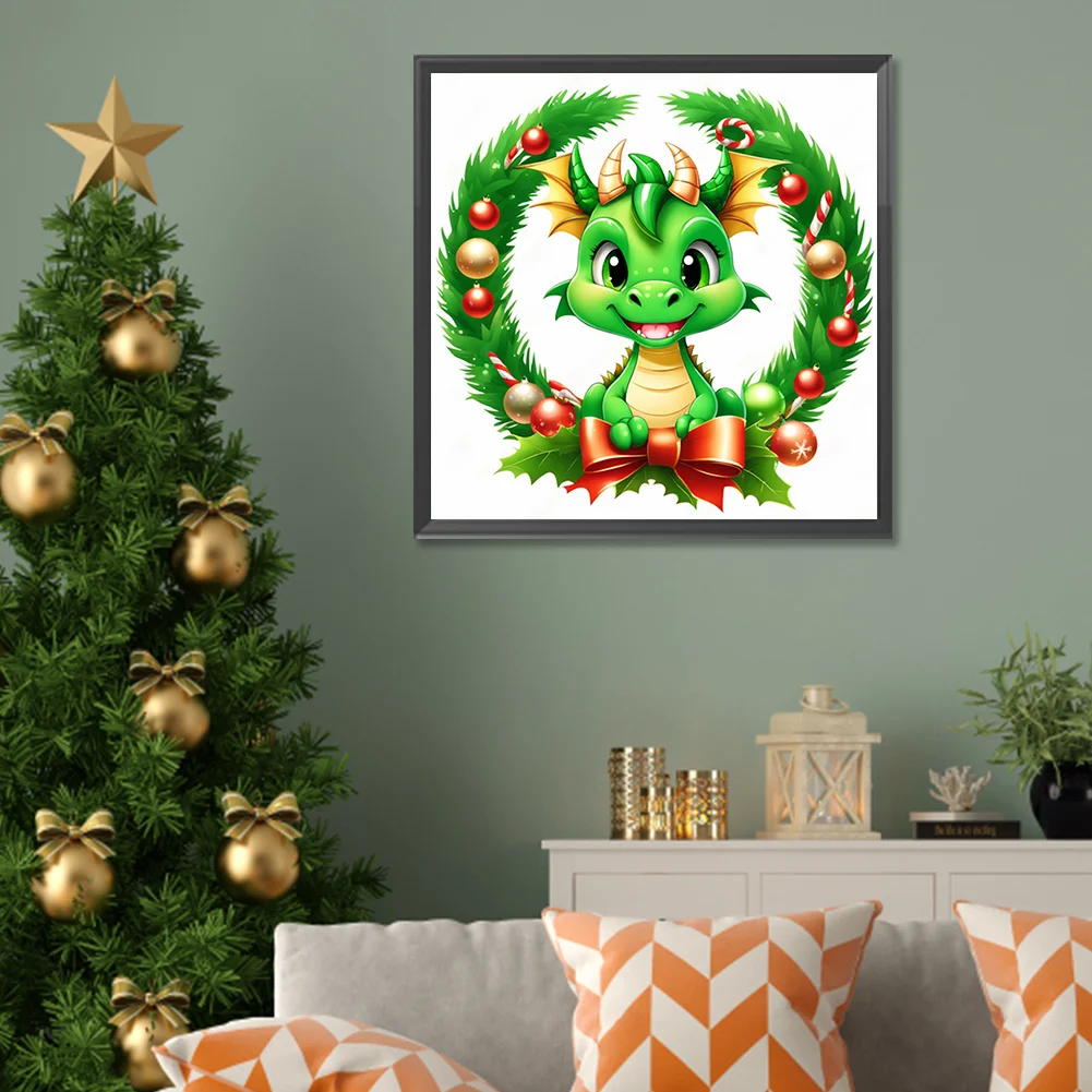 Full Round Diamond Painting 30*30cm - Dragon In The Wreath