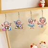 (US Local)6Pcs Double Side Special Shape Optimistic Old Lady Diamond Art Craft Keychain