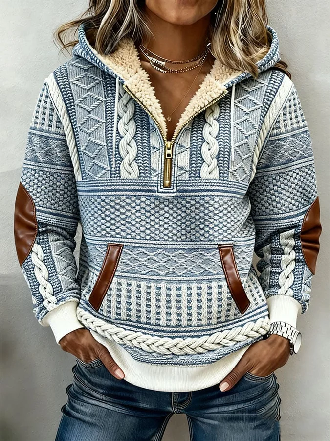 Women's Retro Western Print Hoodie 