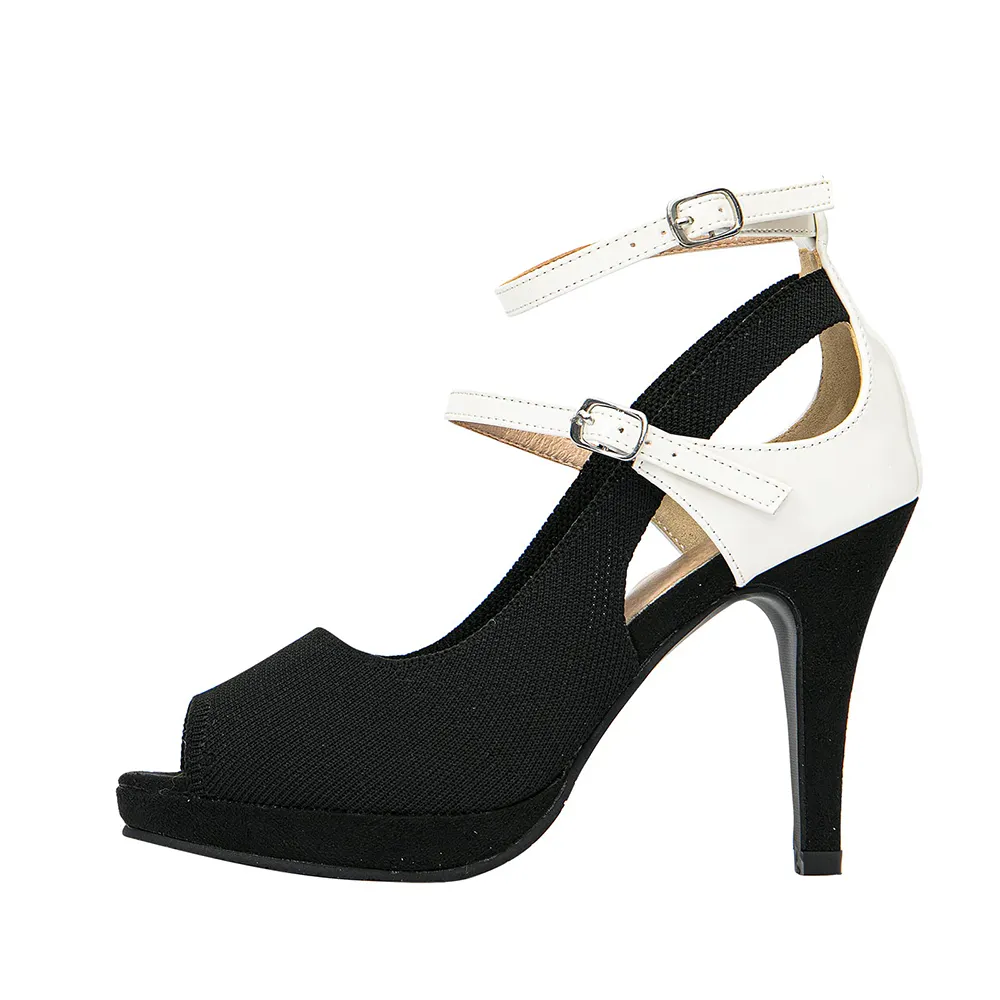 Triple Strap Ankle Zip Stiletto Sandals - White