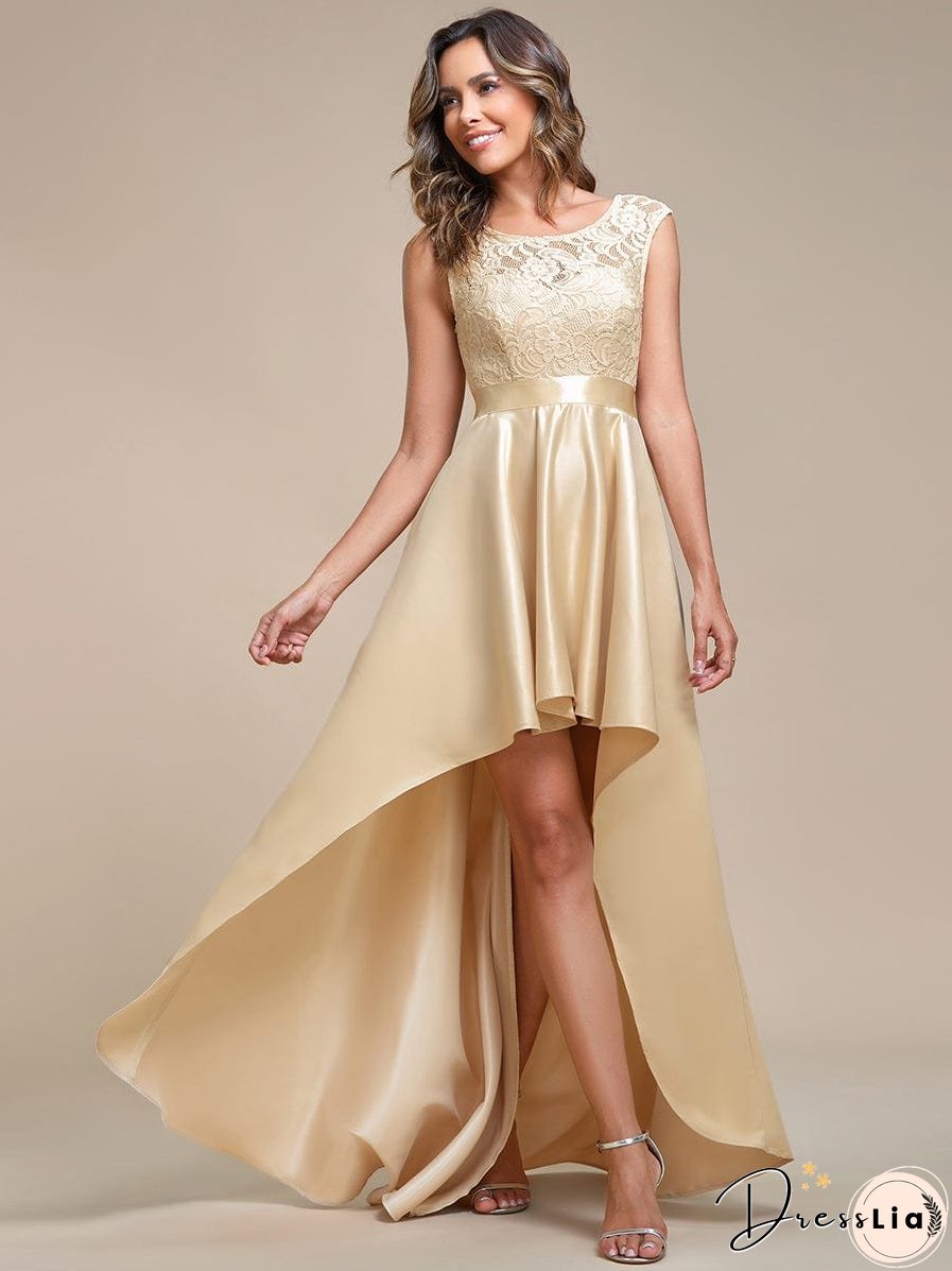 Elegant High-Low Lace Cocktail Dress