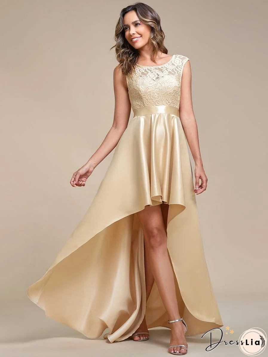 Elegant High-Low Lace Cocktail Dress