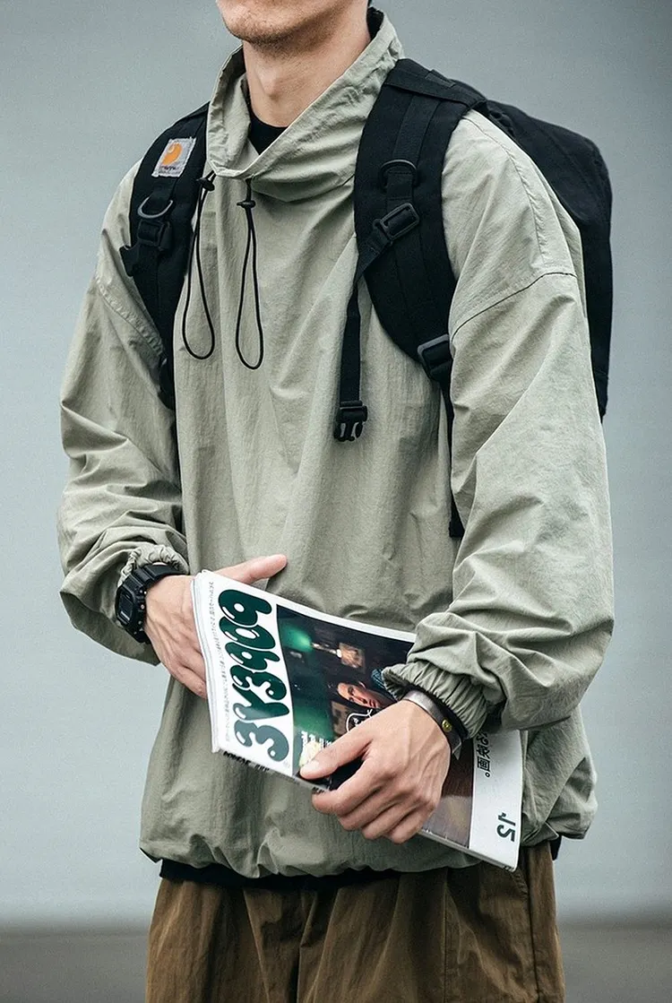 Men's Half Zip Hooded Anorak Jacket for Spring and Summer