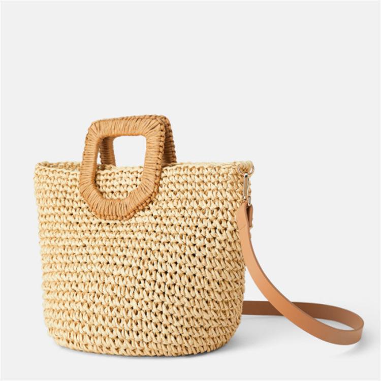 Woven Paper One-Shoulder Messenger Basket Bag