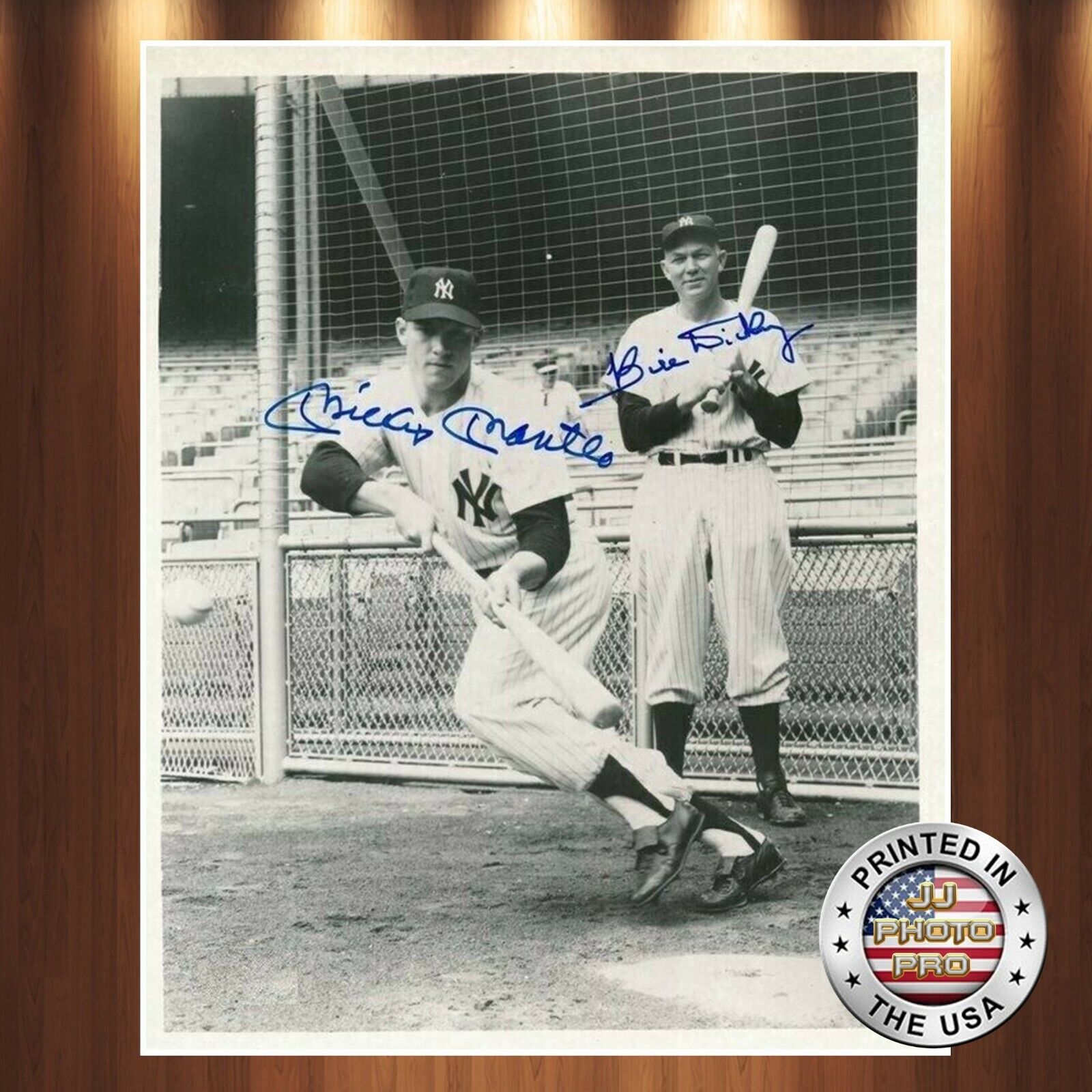 Mickey Mantle Bill Dickey Autographed Signed 8x10 Photo Poster painting (HOF Yankees) REPRINT