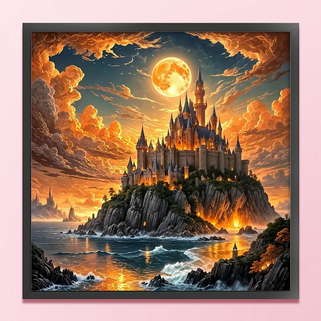 Castle Castle Full 14CT DIY Counted Cross Stitch Kits for Home Decor 40x40cm